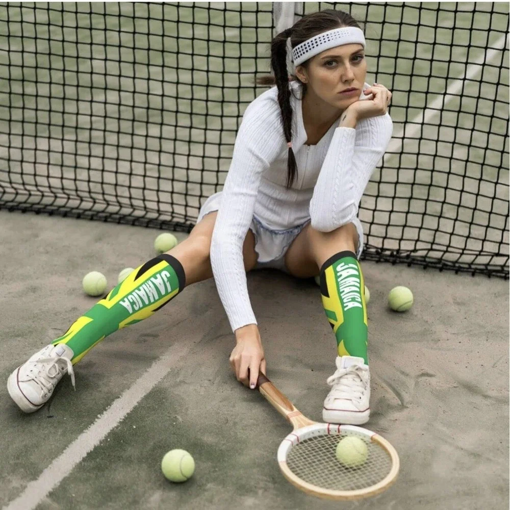 Unisex Novelty Socks Women Men Teens Soft Knee High Crew Socks  Jamaica